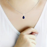Rhodium Brass Chain Pendant with Synthetic  in Montana