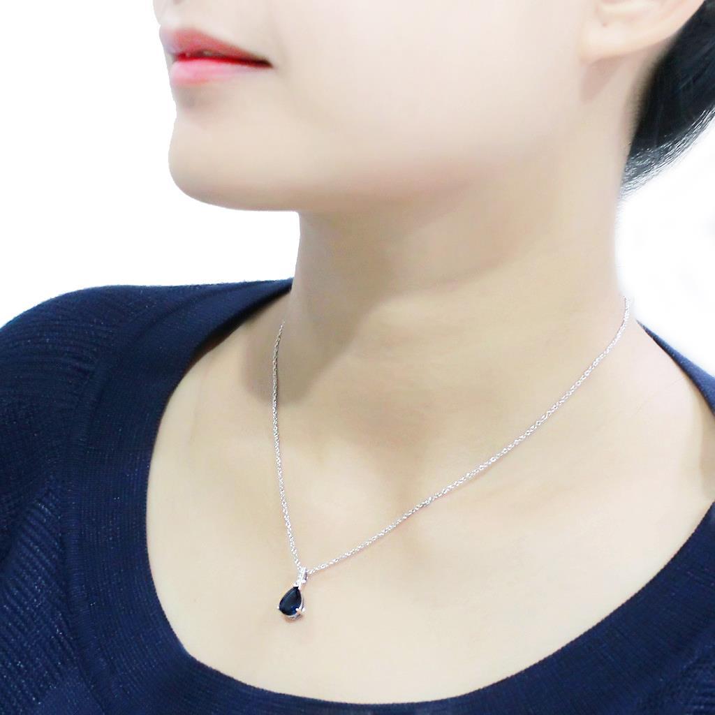 Rhodium Brass Chain Pendant with Synthetic  in Montana