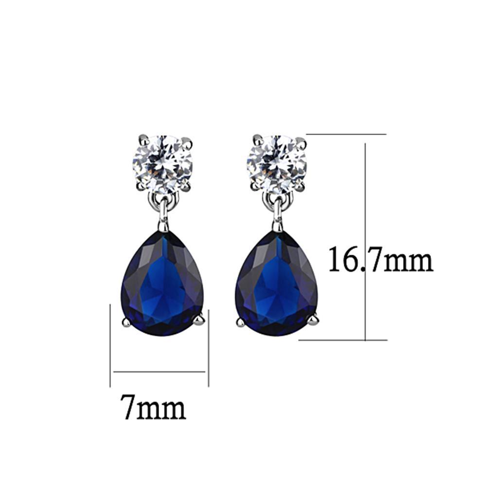 Rhodium Brass Earrings with Synthetic Synthetic Glass in Montana
