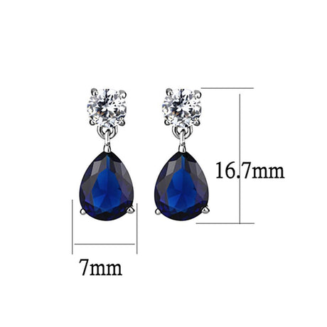 Rhodium Brass Earrings with Synthetic Synthetic Glass in Montana