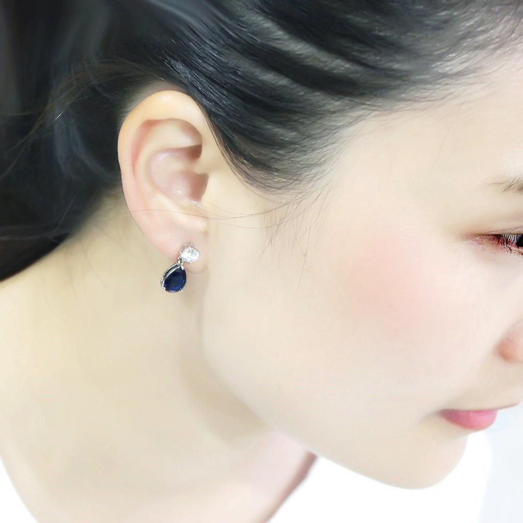 Rhodium Brass Earrings with Synthetic Synthetic Glass in Montana