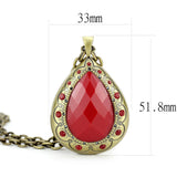 Antique Copper Brass Chain Pendant with Synthetic Synthetic Stone in Red Series