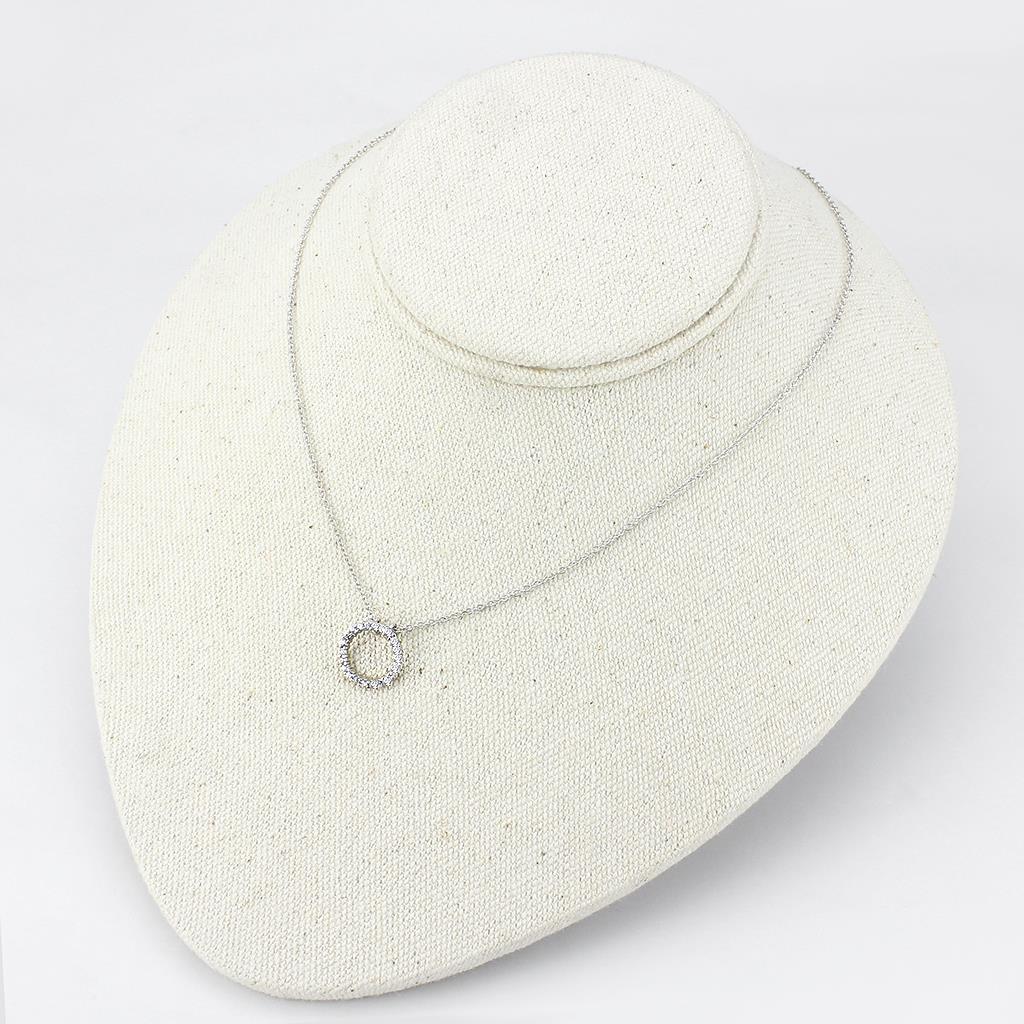 Rhodium Brass Chain Pendant with AAA Grade CZ  in Clear