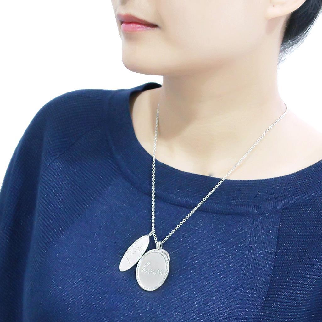 Rhodium+Brushed Brass Necklace with Top Grade Crystal  in Light Amethyst