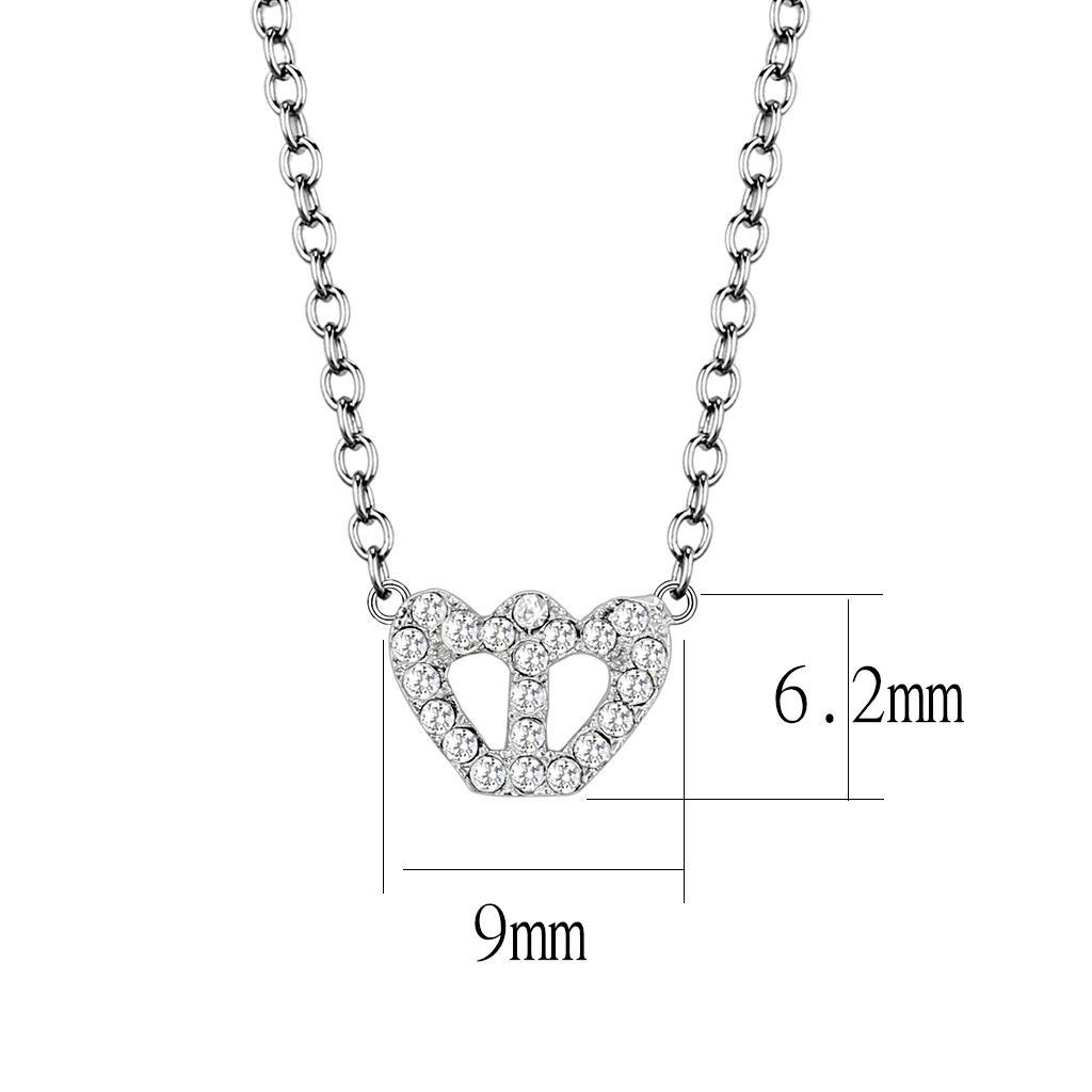 Rhodium Brass Necklace with Top Grade Crystal  in Clear