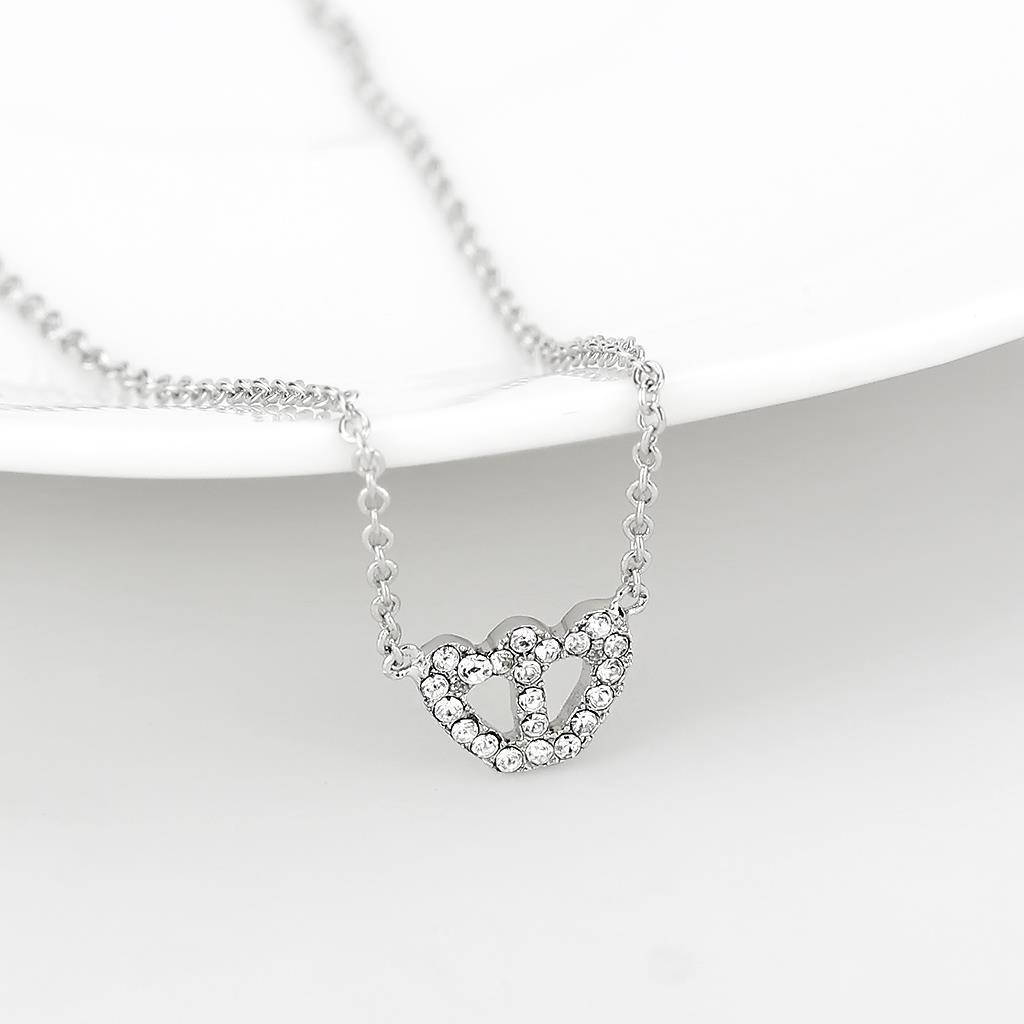 Rhodium Brass Necklace with Top Grade Crystal  in Clear