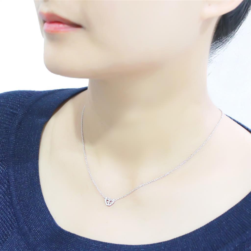 Rhodium Brass Necklace with Top Grade Crystal  in Clear