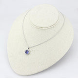 Rhodium Brass Chain Pendant with Synthetic Synthetic Glass in Tanzanite