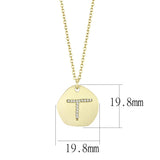 Gold & Brush Brass Chain Pendant with Top Grade Crystal  in Clear