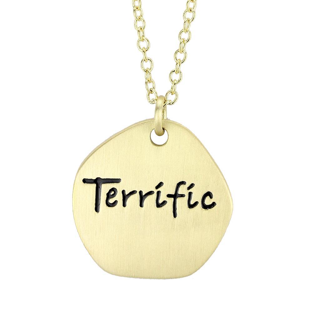 Gold & Brush Brass Chain Pendant with Top Grade Crystal  in Clear