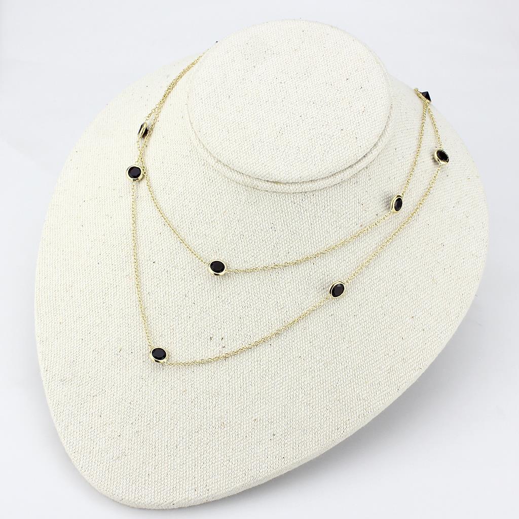Gold Brass Necklace with AAA Grade CZ  in Garnet