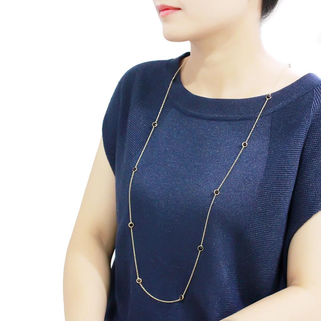 Gold Brass Necklace with AAA Grade CZ  in Garnet