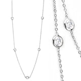 Rhodium Brass Necklace with AAA Grade CZ  in Clear