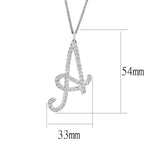 Silver Brass Chain Pendant with Top Grade Crystal  in Clear