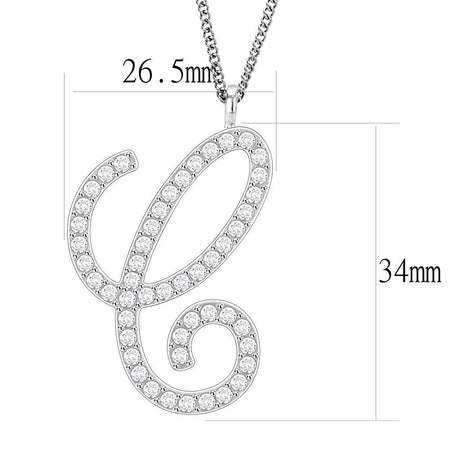 Imitation Rhodium Brass Chain Pendant with Top Grade Crystal  in Clear