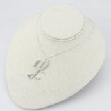 Silver Brass Chain Pendant with Top Grade Crystal  in Clear