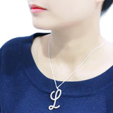Silver Brass Chain Pendant with Top Grade Crystal  in Clear