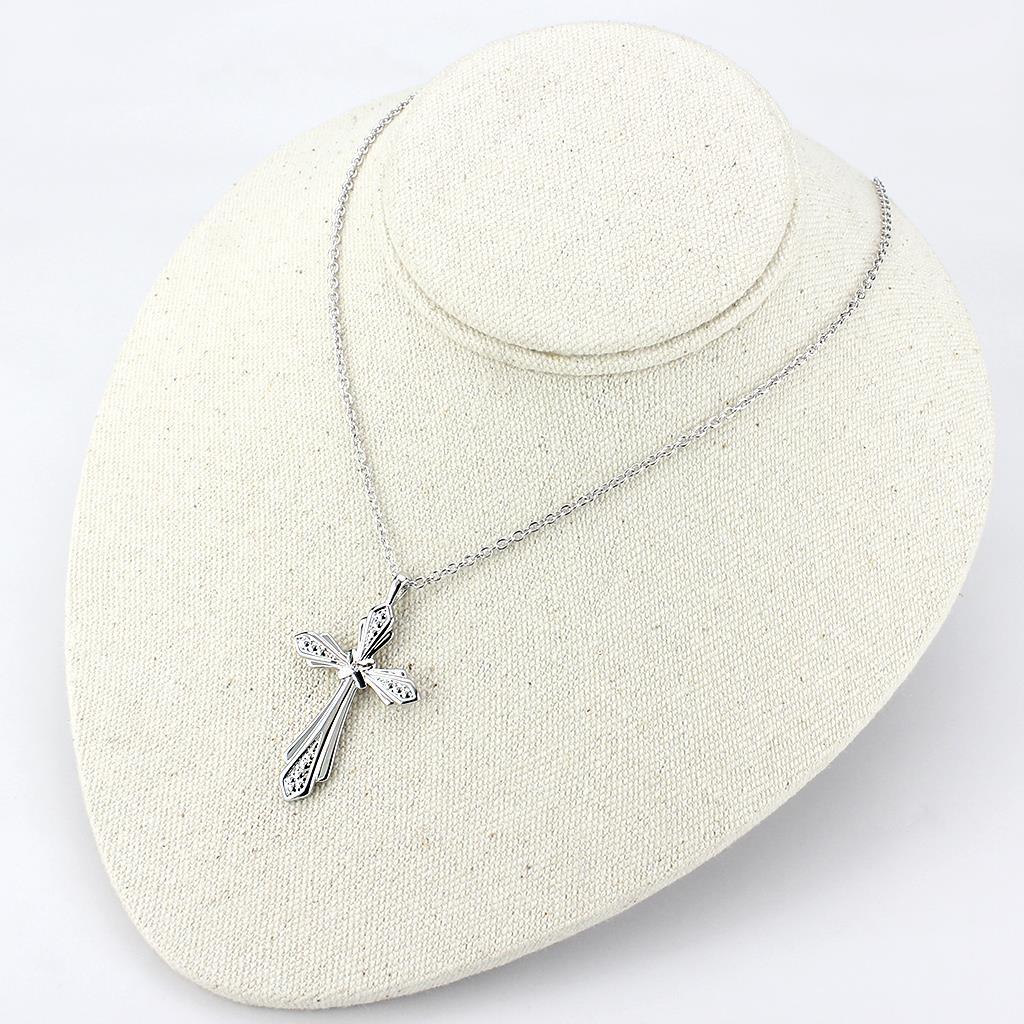 Imitation Rhodium Brass Chain Pendant with Top Grade Crystal  in Clear