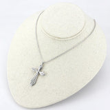 Imitation Rhodium Brass Chain Pendant with Top Grade Crystal  in Clear