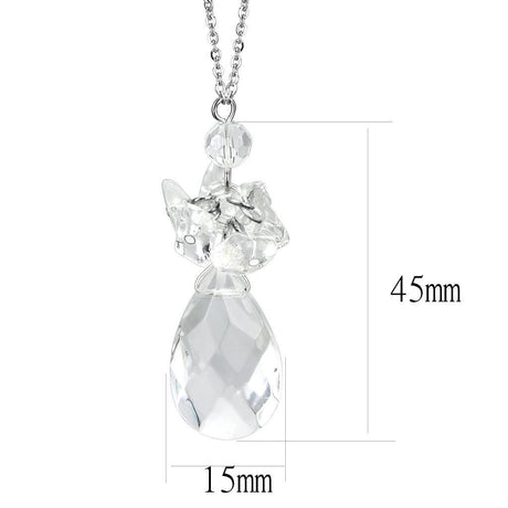 Rhodium Brass Chain Pendant with AAA Grade CZ  in Clear