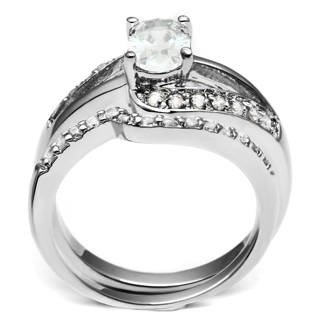 Rhodium Brass Ring with AAA Grade CZ  in Clear