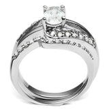 Rhodium Brass Ring with AAA Grade CZ  in Clear