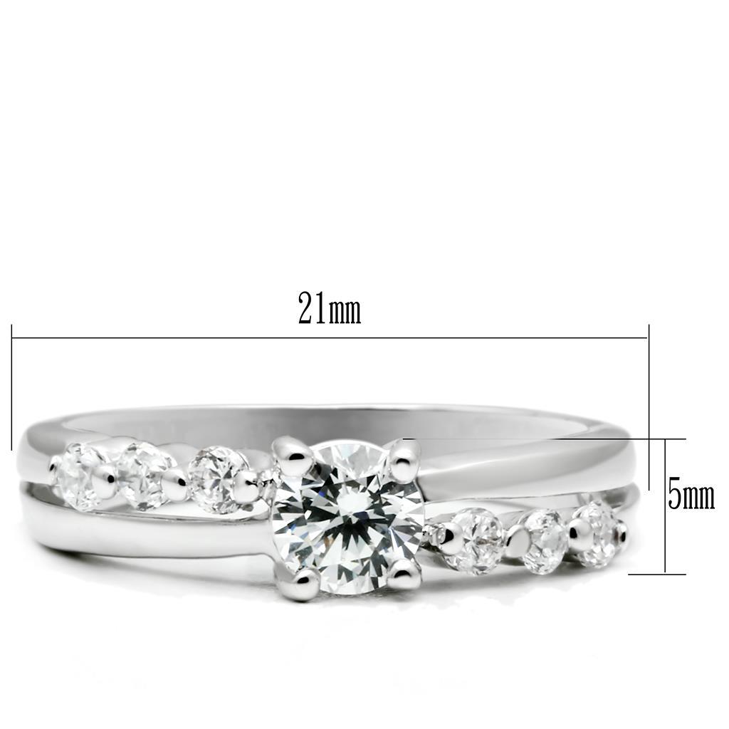 Rhodium Brass Ring with AAA Grade CZ  in Clear