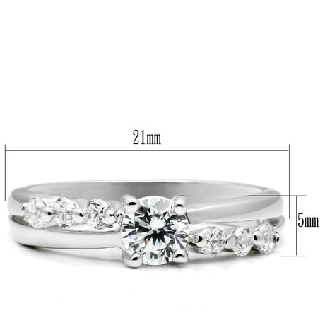 Rhodium Brass Ring with AAA Grade CZ  in Clear