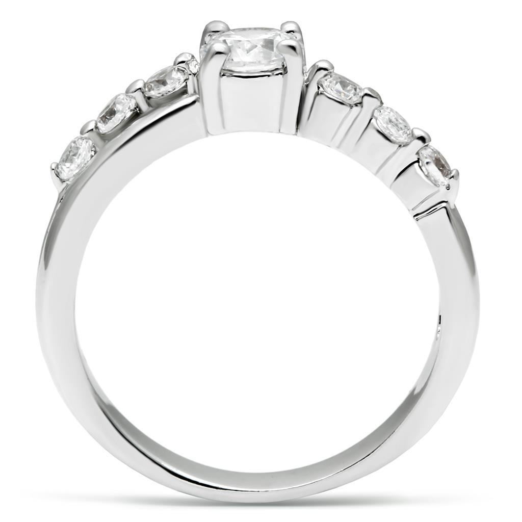 Rhodium Brass Ring with AAA Grade CZ  in Clear