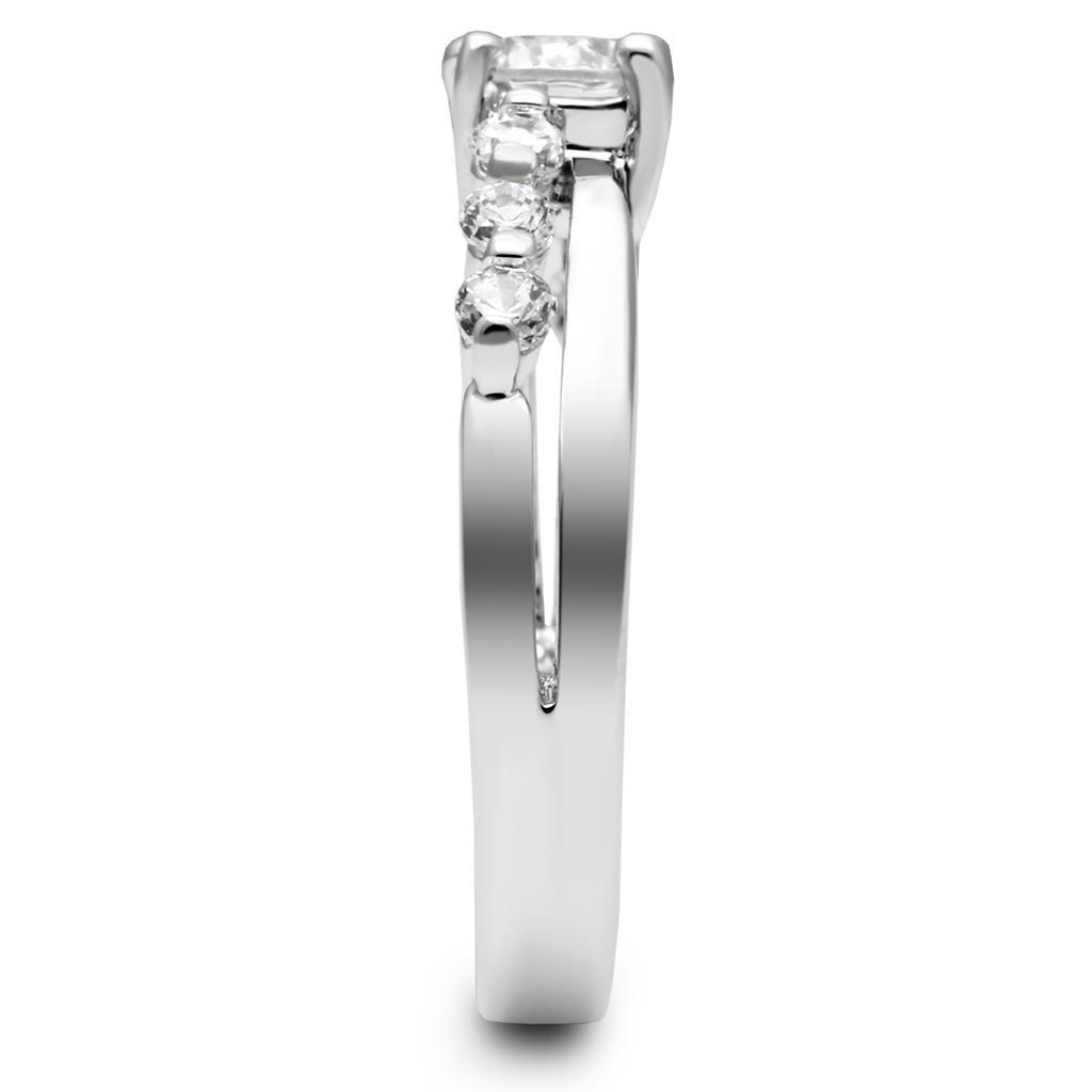 Rhodium Brass Ring with AAA Grade CZ  in Clear