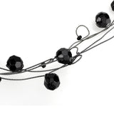 Ruthenium White Metal Necklace with Synthetic Synthetic Glass in Jet
