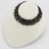 Rhodium Brass Necklace with Synthetic Synthetic Glass in Jet