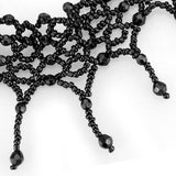 Rhodium Brass Necklace with Synthetic Synthetic Glass in Jet