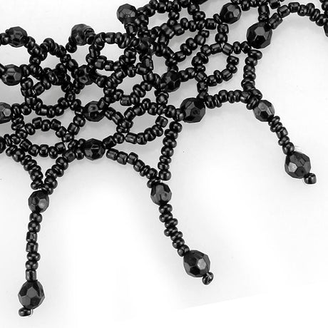 Rhodium Brass Necklace with Synthetic Synthetic Glass in Jet