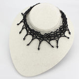 Rhodium Brass Necklace with Synthetic Synthetic Glass in Jet