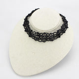 Rhodium Brass Necklace with Synthetic Synthetic Glass in Jet