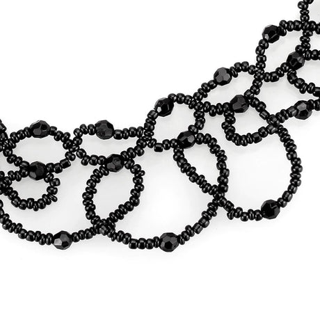 Rhodium Brass Necklace with Synthetic Synthetic Glass in Jet