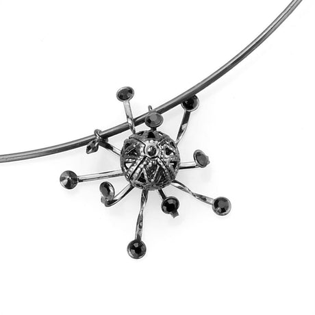 Ruthenium White Metal Jewelry Sets with Top Grade Crystal  in Jet