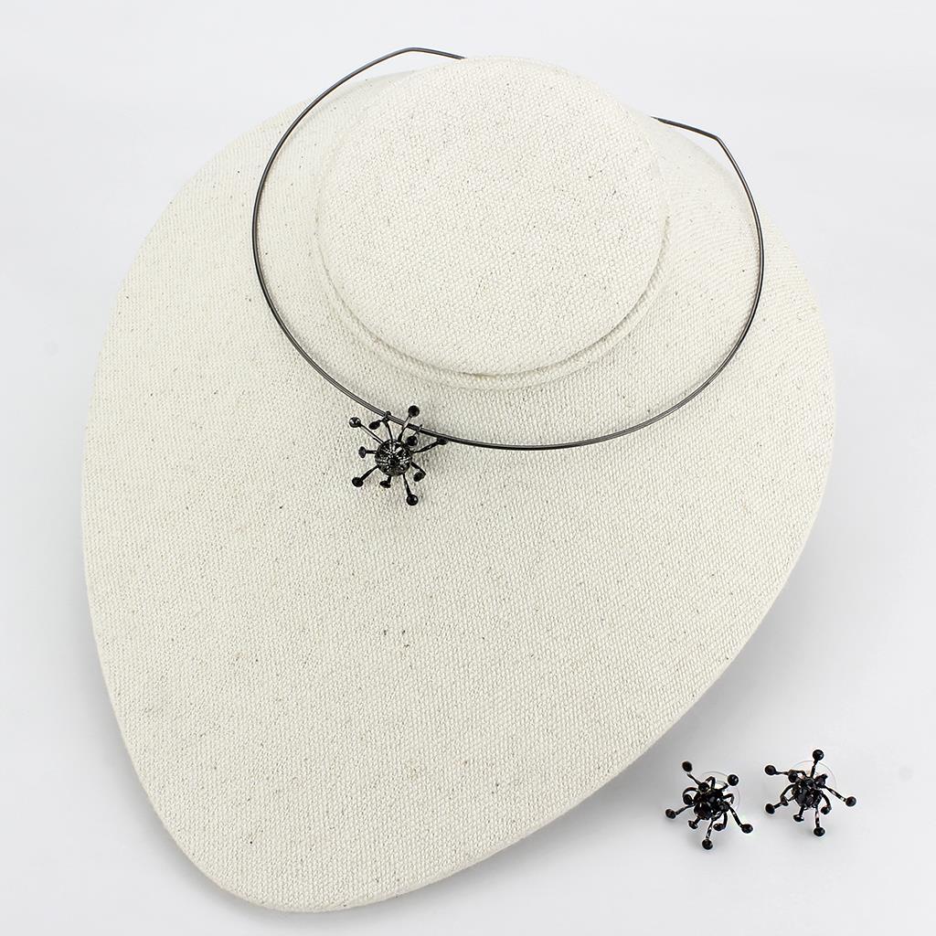 Ruthenium White Metal Jewelry Sets with Top Grade Crystal  in Jet