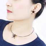 Ruthenium White Metal Jewelry Sets with Top Grade Crystal  in Jet