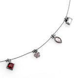 Ruthenium White Metal Necklace with Top Grade Crystal  in Multi Color