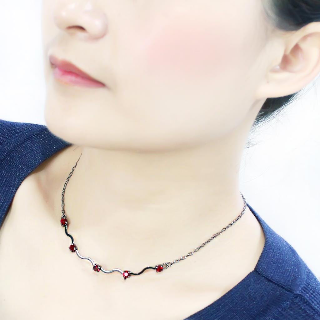 Ruthenium White Metal Necklace with AAA Grade CZ  in Siam