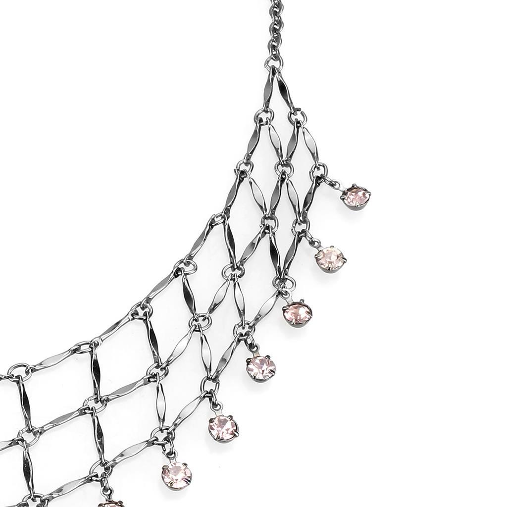 Ruthenium White Metal Necklace with Top Grade Crystal  in Light Amethyst