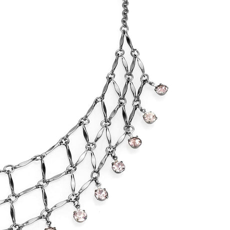 Ruthenium White Metal Necklace with Top Grade Crystal  in Light Amethyst