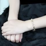 Gold+Rhodium Brass Bracelet with AAA Grade CZ  in Clear