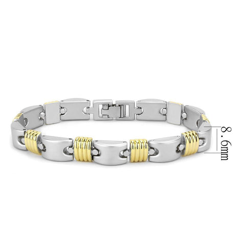 Gold+Rhodium White Metal Bracelet with No Stone