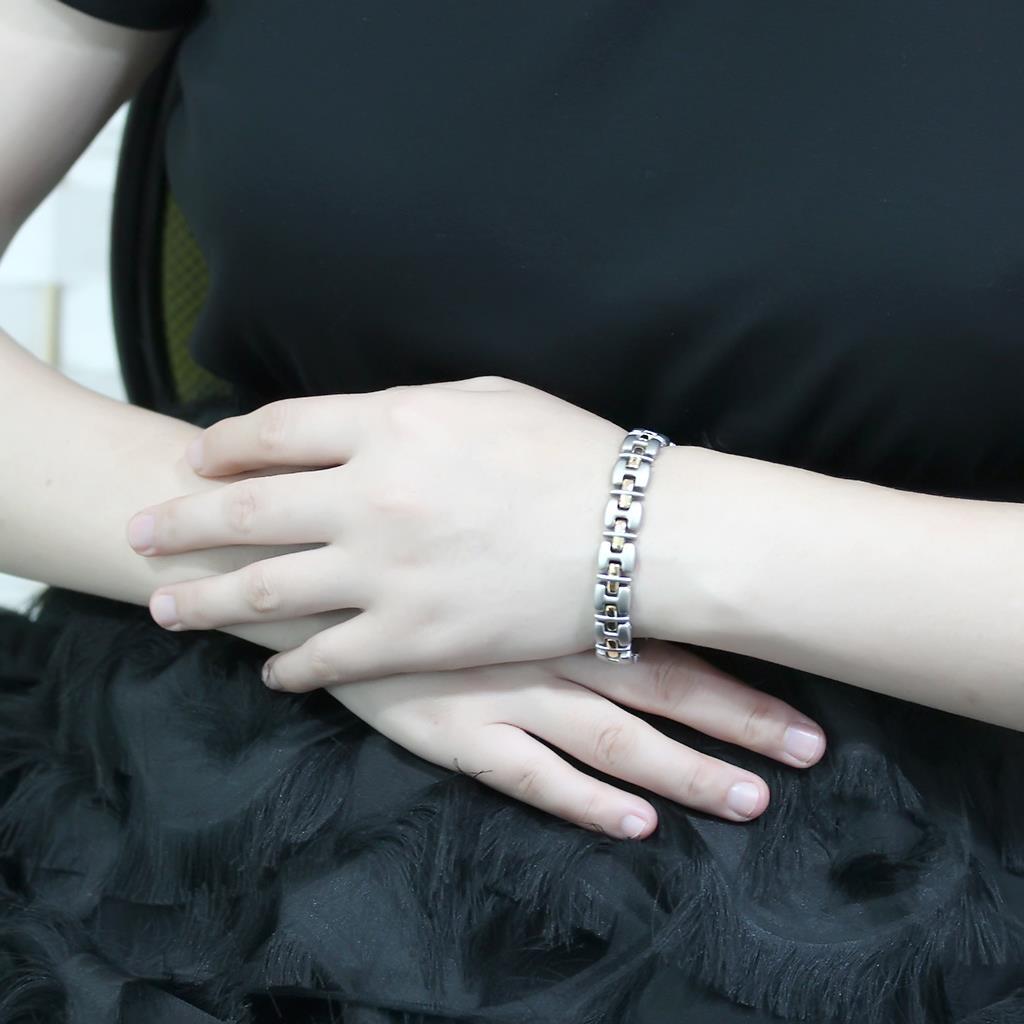 Gold+Rhodium White Metal Bracelet with No Stone