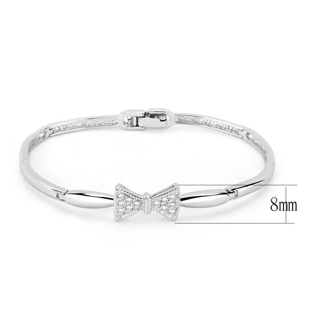 Rhodium Brass Bracelet with Top Grade Crystal  in Clear