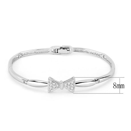 Rhodium Brass Bracelet with Top Grade Crystal  in Clear