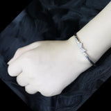 Rhodium Brass Bracelet with Top Grade Crystal  in Clear